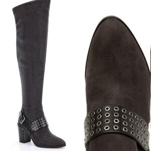 Michael Kors Over The Knee Boots Gray Suede Size  5.5 Brody